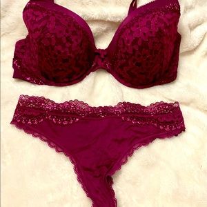 Burgundy Victoria’s Secret Bra and Panty Set